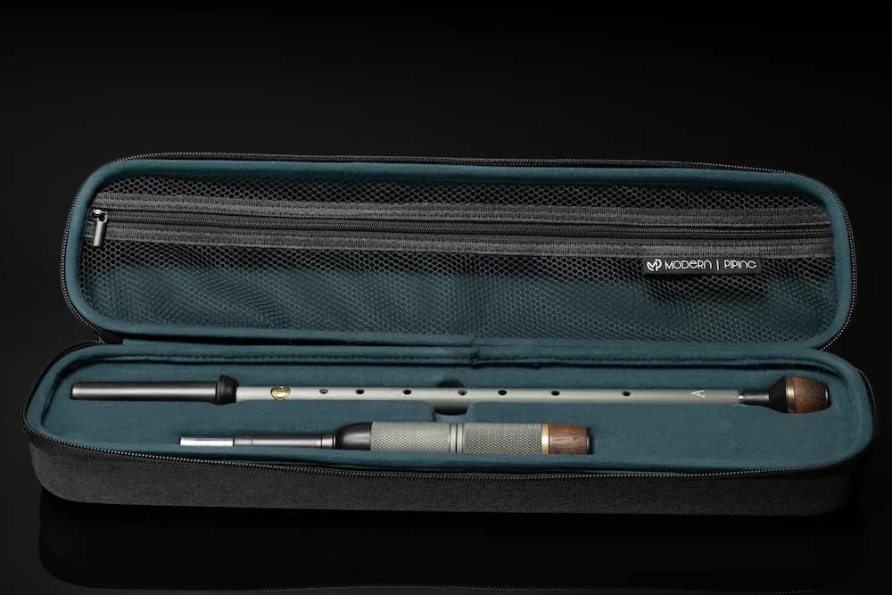 Instrument resting inside its fitted carry case