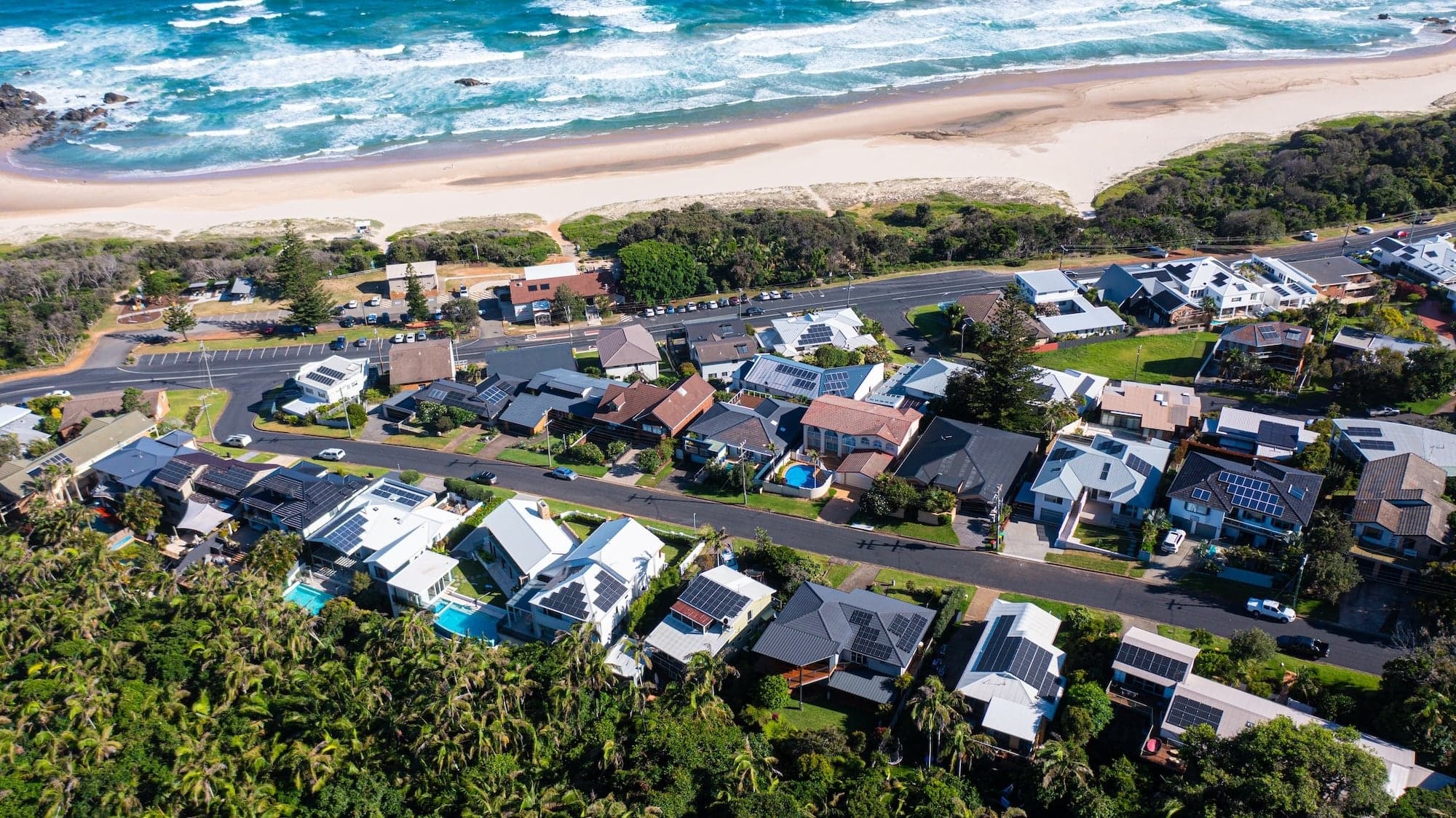 Drone aerial of a residential listing and surrounding streets